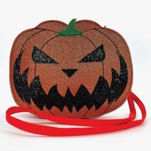 Two Faced Pumpkin Jack O Lantern Crossbody Purse - Halloween Bag